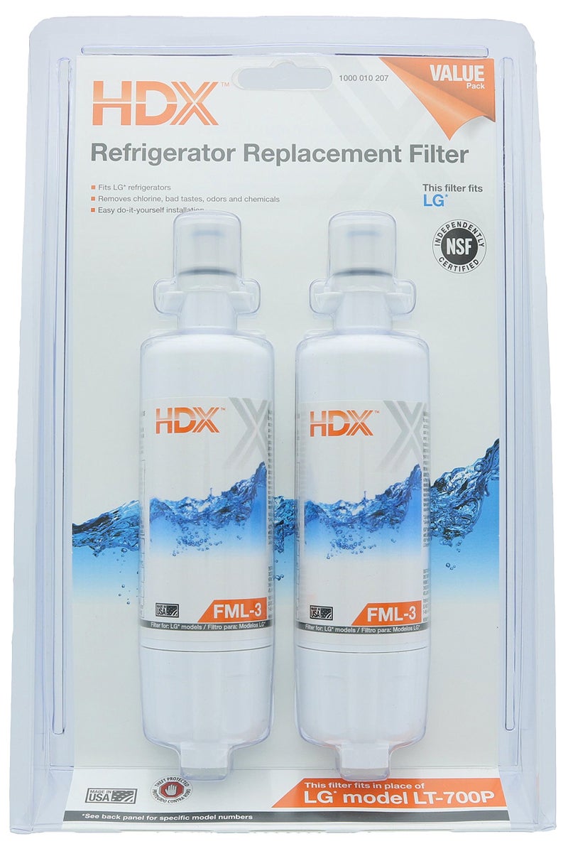 HDX FML-3 Replacement Water Filter / Purifier for LG Refrigerators (2 Pack) - Image 1